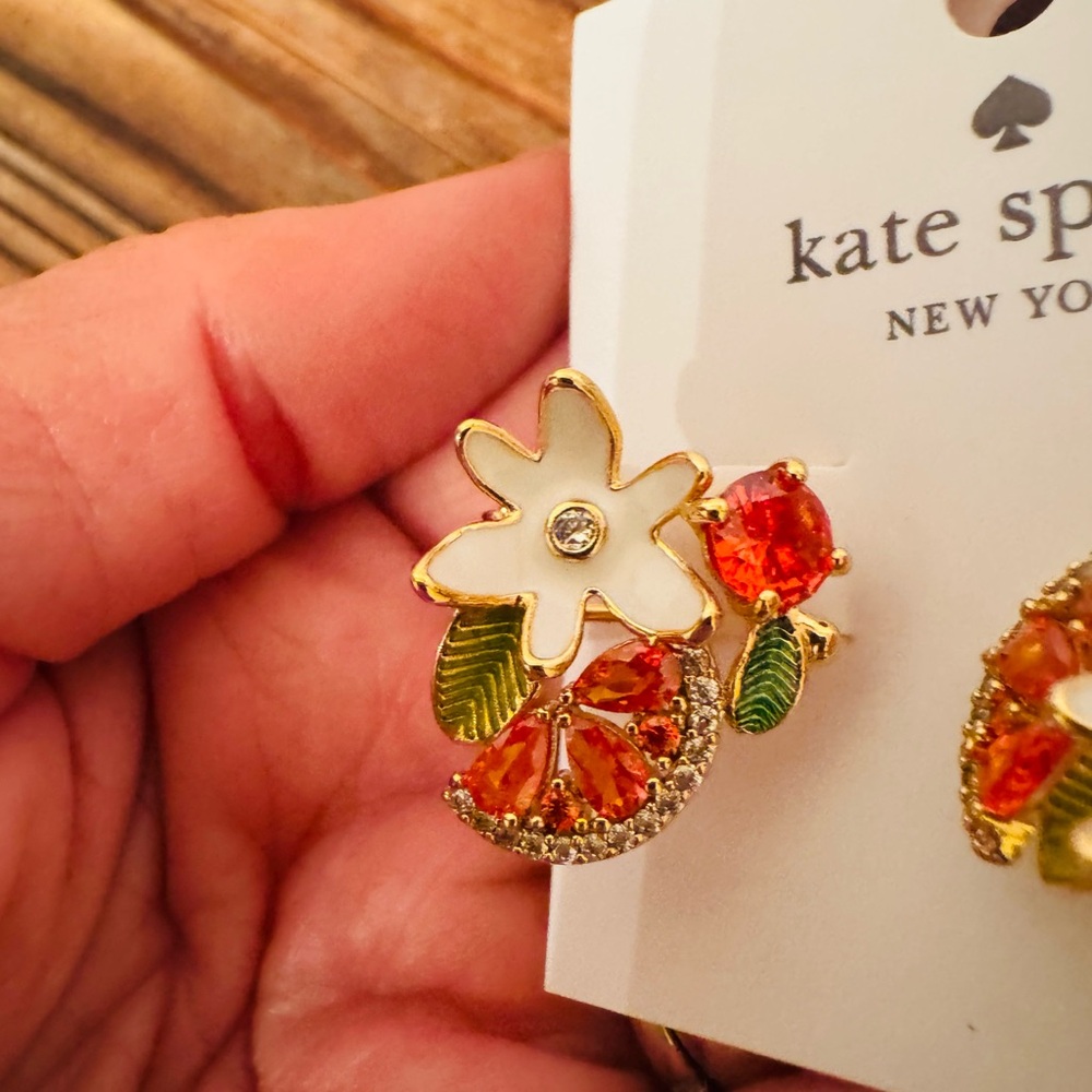 New! Kate Spade Sweet Citrus Orange Cluster Studs - Picture 3 of 8